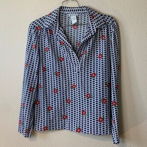 Mattie of Lynne Blue and white long sleeve shirt